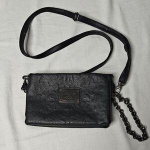 Nicole Miller Black Embossed Crossbody Bag